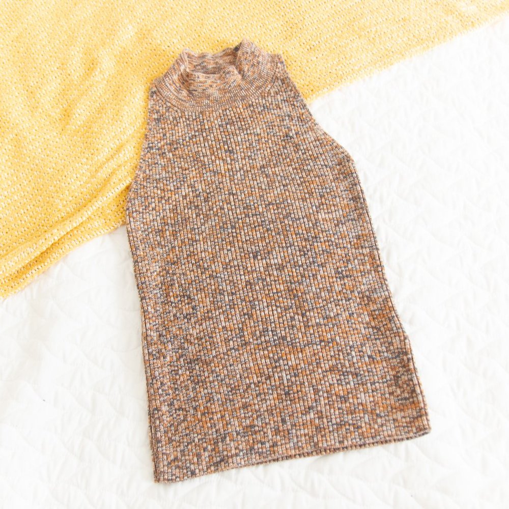 Madewell • Brown Marled Mock Neck Sweater Tank - Picture 2 of 6